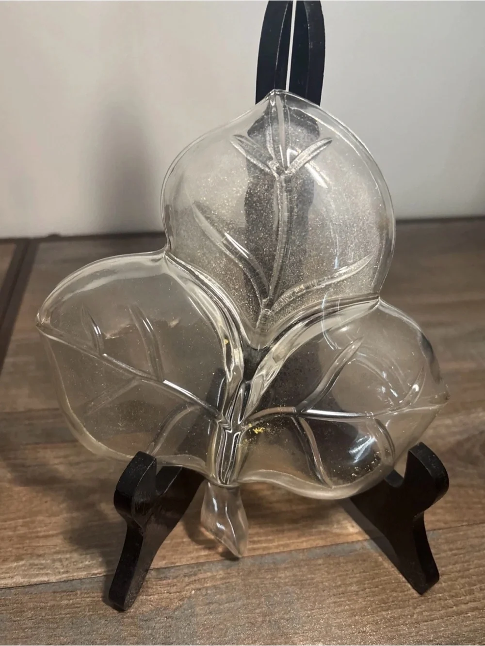 Clear Glass Leaf-Shaped Divided Serving Dish